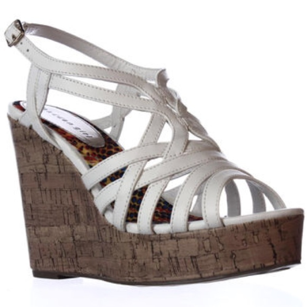 White Madden Girl strap wedges